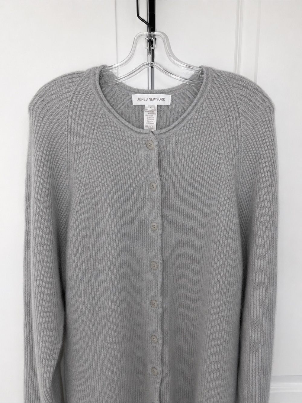 Jones New York Wool Angora Cardigan Gray Button Front Sweater | Size S | - Picture 4 of 8
